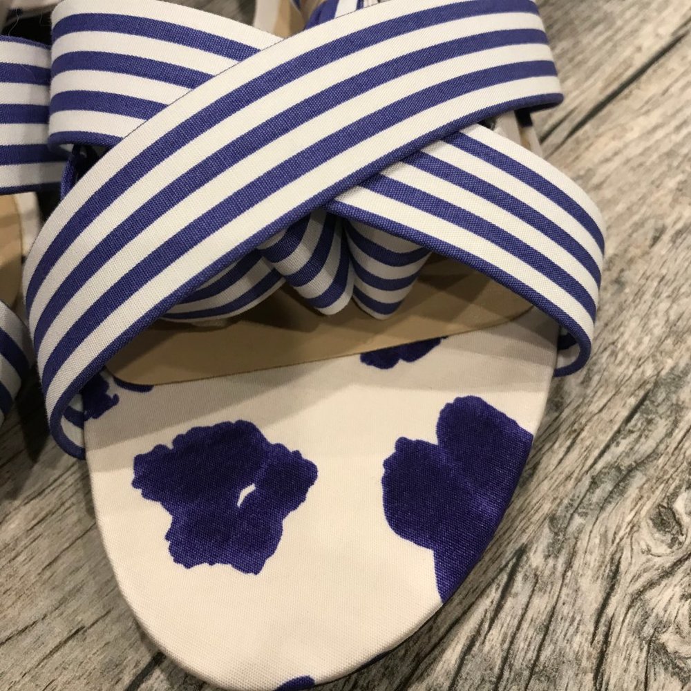 CAbi NWOT! Tied Up Floral Stripe Ankle Wrap Sandal - Picture 4 of 11